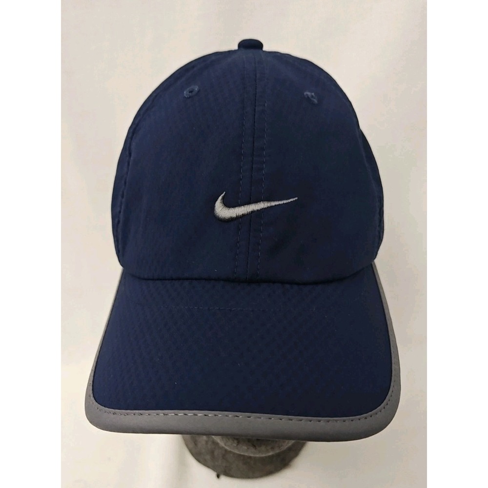 VINTAGE Nike Hat Cap Men's Blue StrapBack‎ Grey Tag Swoosh Running 209427-451